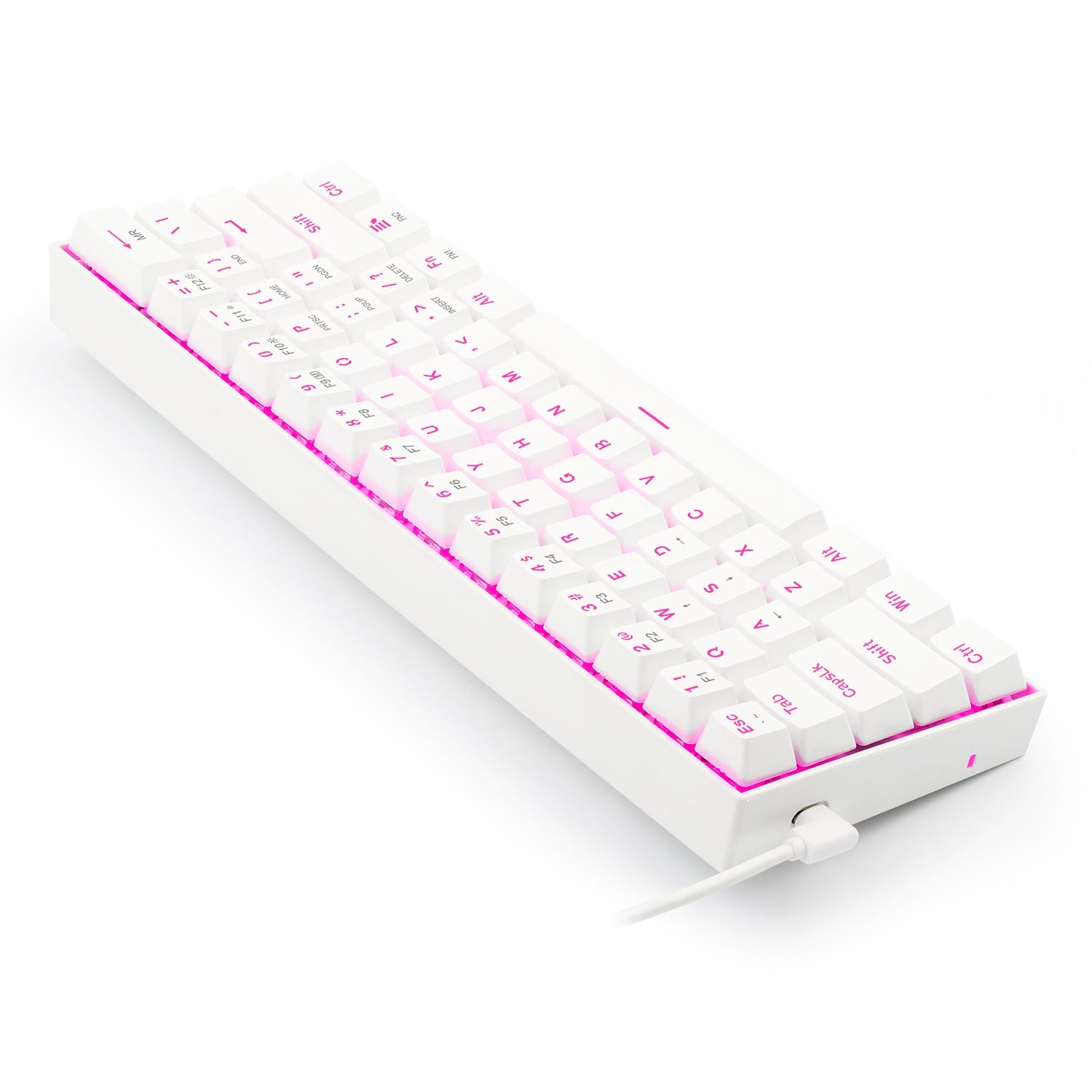 Papan Kekunci Mekanikal Permainan Redragon K630W, Lampu Latar LED Merah Jambu