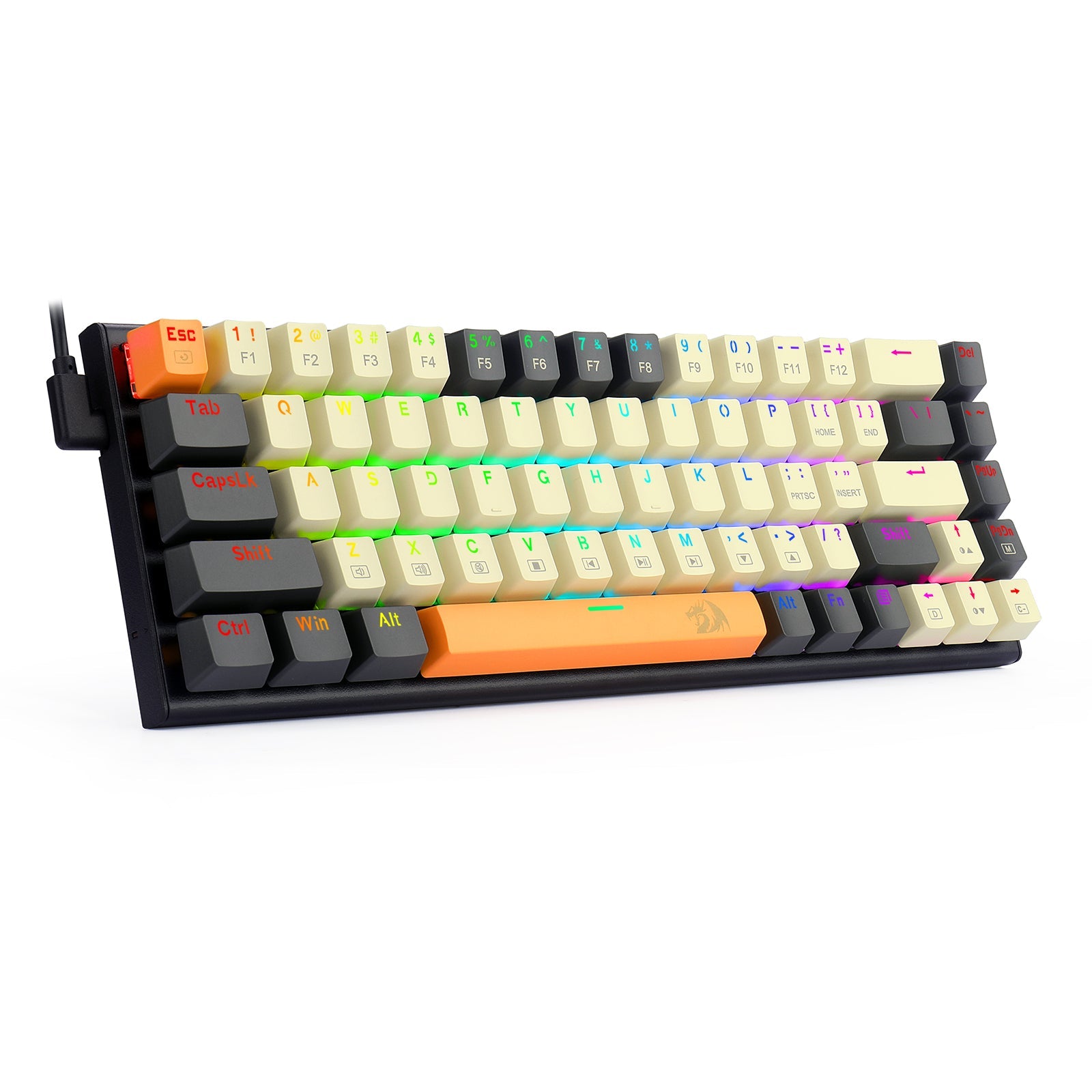 Papan Kekunci Permainan Mekanikal Lampu Latar LED RGB Redragon K633CGO-RGB Ryze dengan 68 Kekunci Profesional-Suis Merah Linear