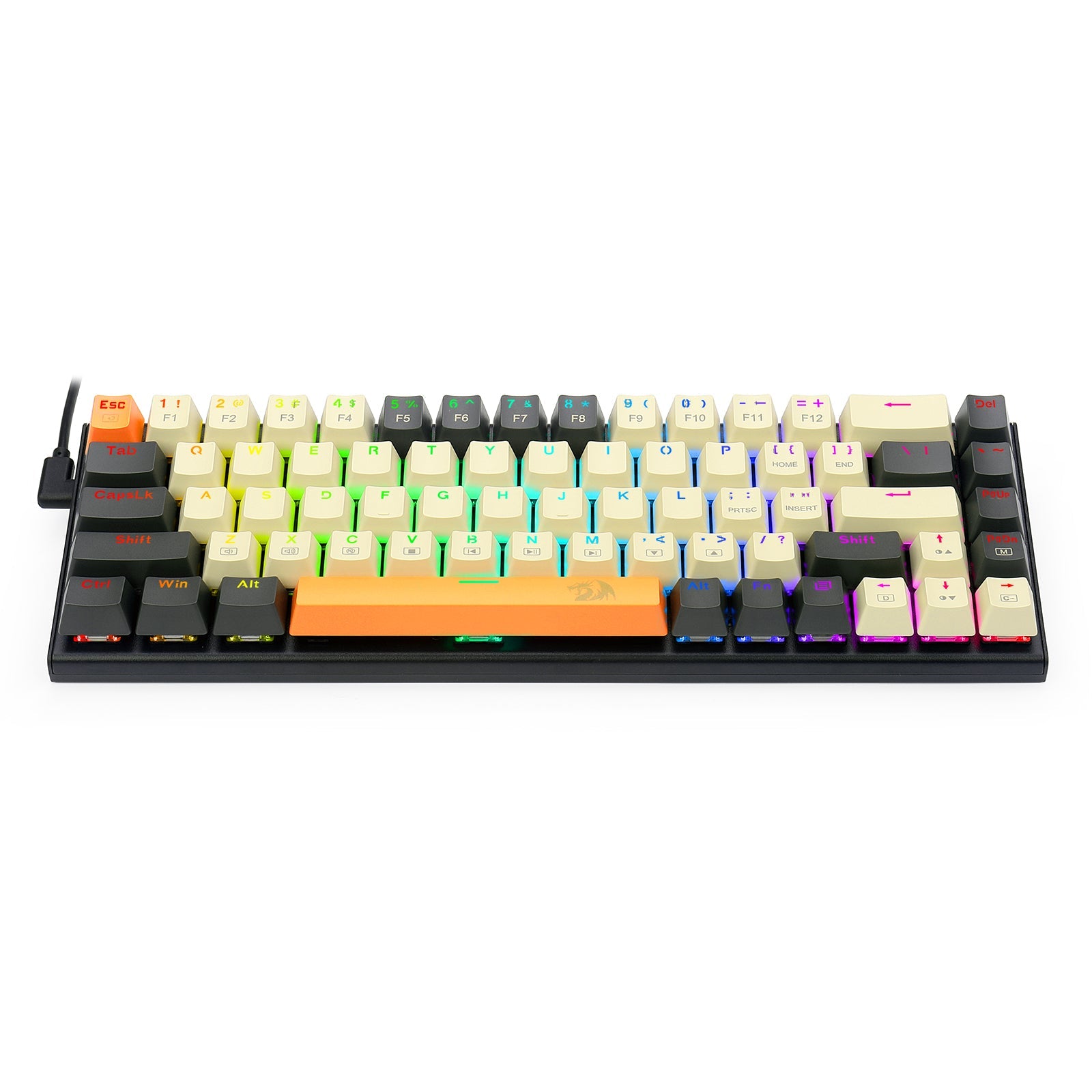 Papan Kekunci Permainan Mekanikal Lampu Latar LED RGB Redragon K633CGO-RGB Ryze dengan 68 Kekunci Profesional-Suis Merah Linear
