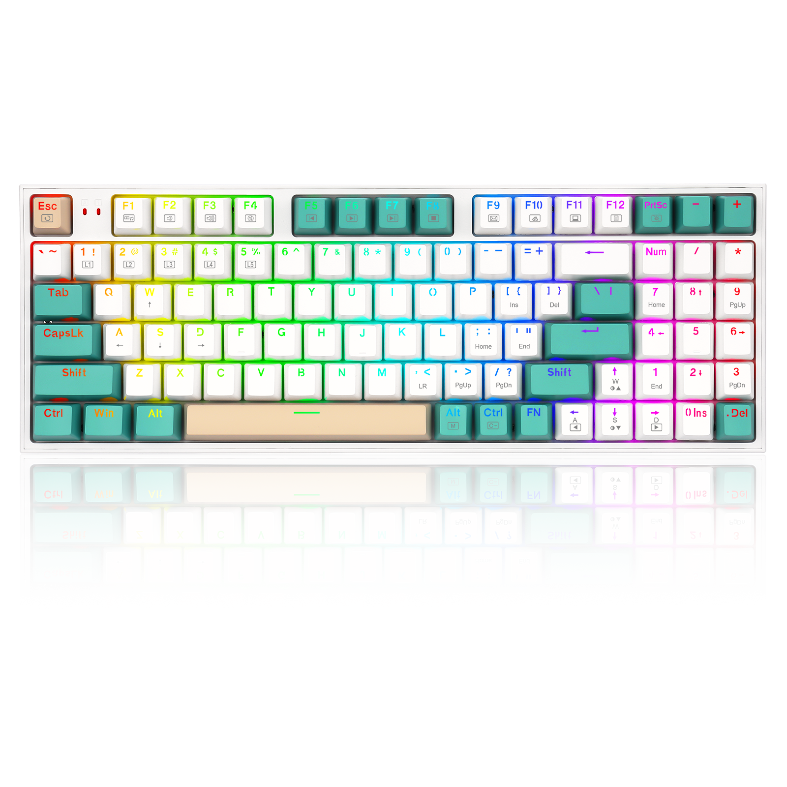 Papan Kekunci Permainan Mekanikal Tri-mod Redragon K643WGC-RGB-PRO 94 Kekunci Bluetooth+2.4G+Berwayar