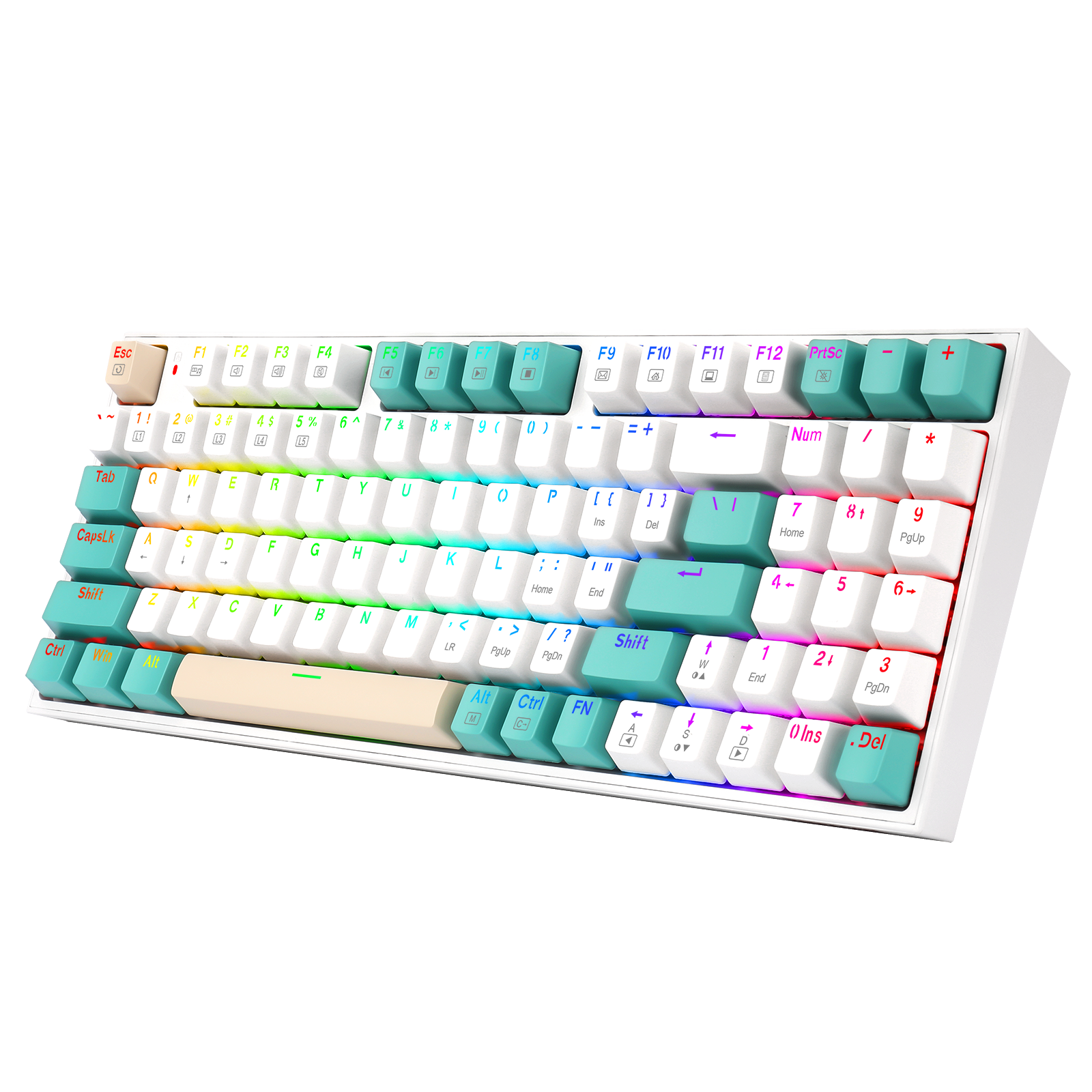 Papan Kekunci Permainan Mekanikal Tri-mod Redragon K643WGC-RGB-PRO 94 Kekunci Bluetooth+2.4G+Berwayar