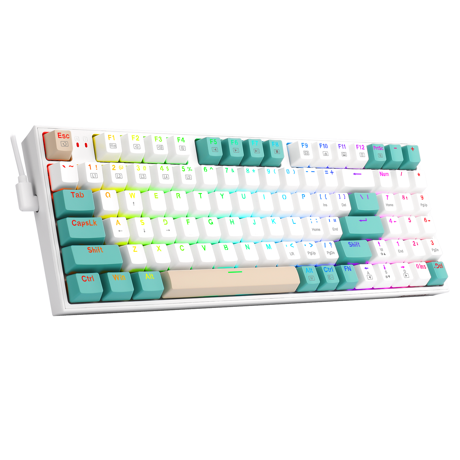 Papan Kekunci Permainan Mekanikal Tri-mod Redragon K643WGC-RGB-PRO 94 Kekunci Bluetooth+2.4G+Berwayar