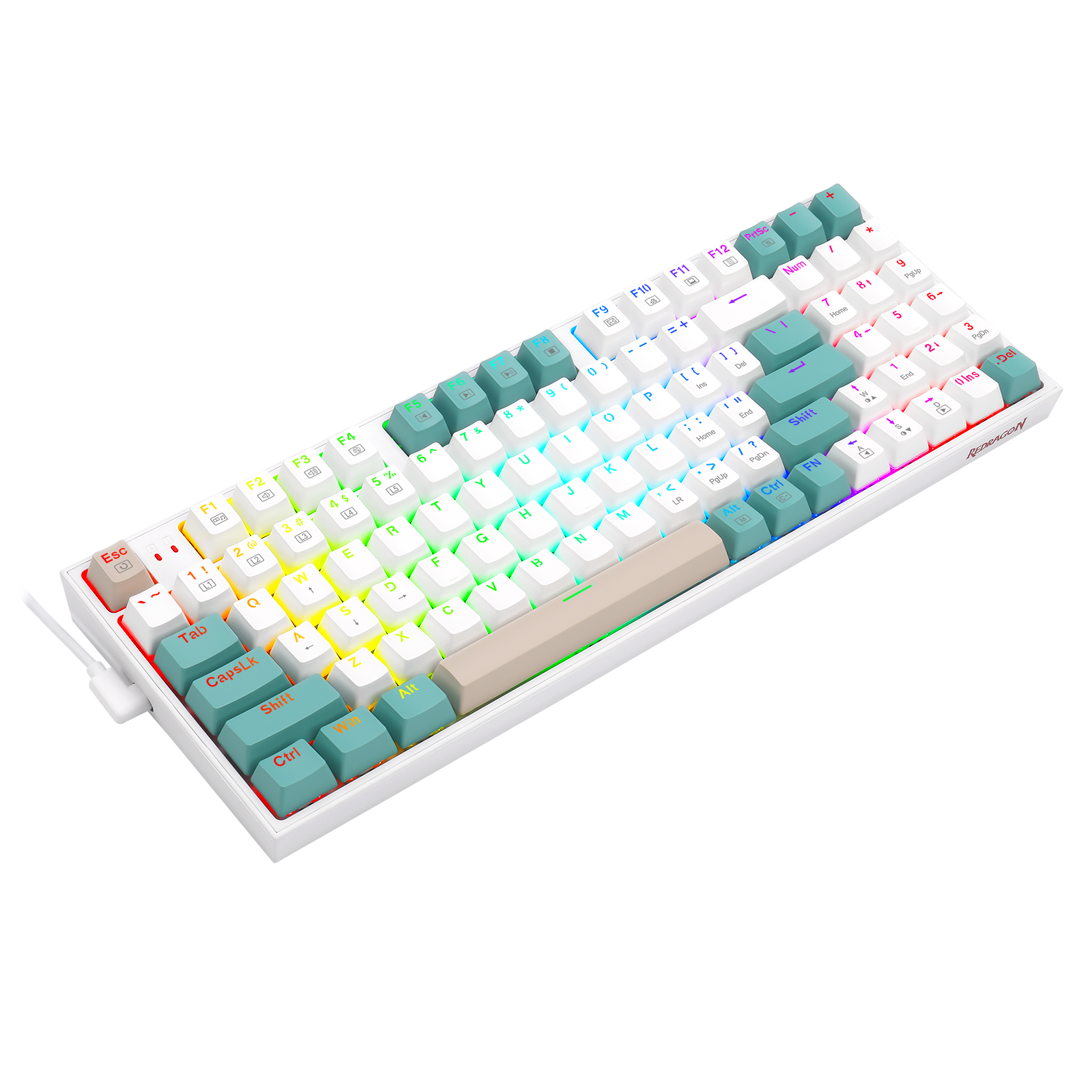 Papan Kekunci Permainan Mekanikal Tri-mod Redragon K643WGC-RGB-PRO 94 Kekunci Bluetooth+2.4G+Berwayar