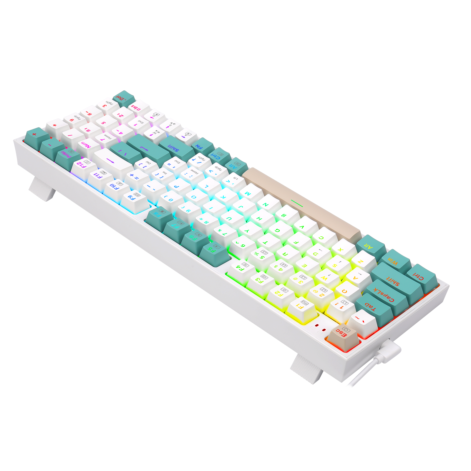 Papan Kekunci Permainan Mekanikal Tri-mod Redragon K643WGC-RGB-PRO 94 Kekunci Bluetooth+2.4G+Berwayar