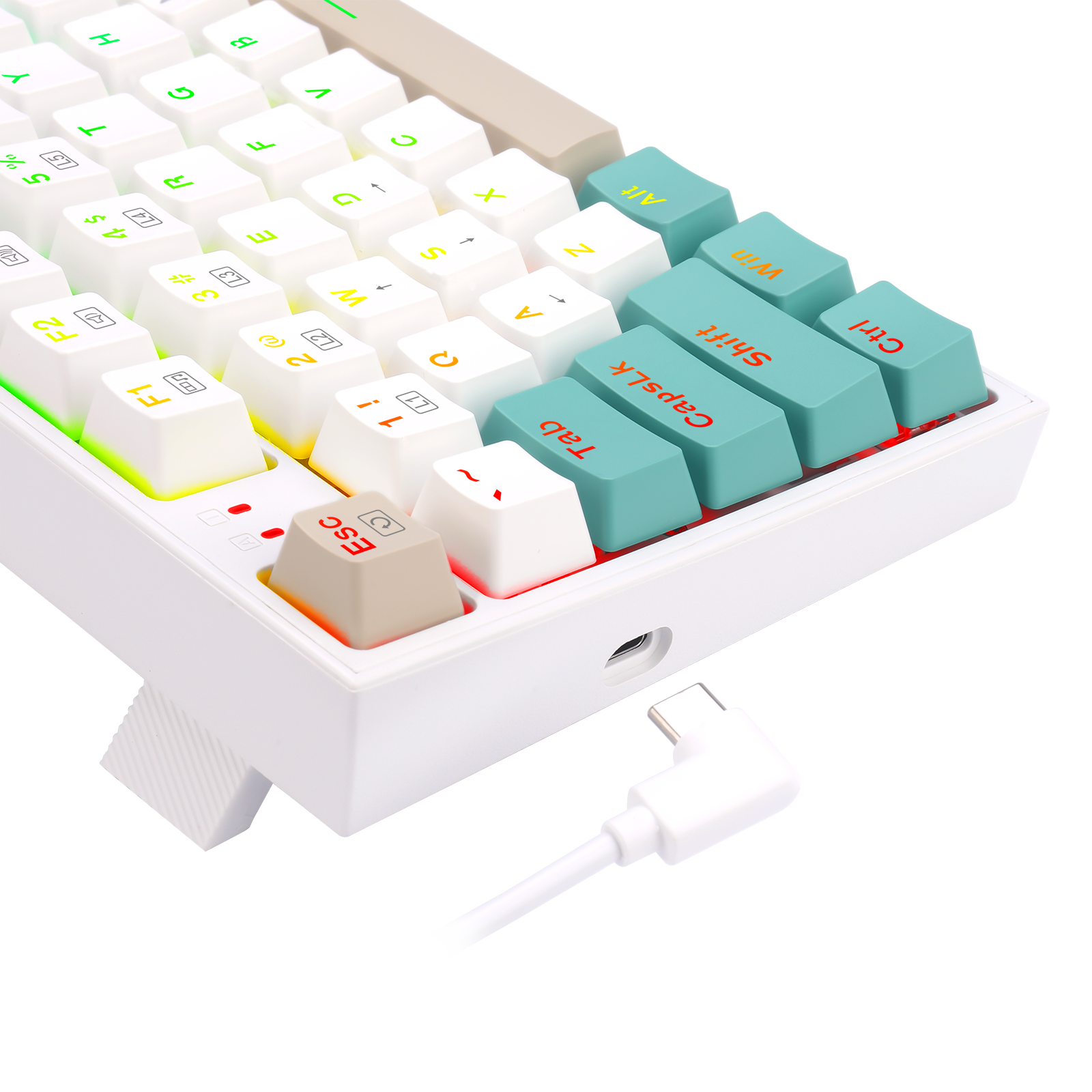 Papan Kekunci Permainan Mekanikal Tri-mod Redragon K643WGC-RGB-PRO 94 Kekunci Bluetooth+2.4G+Berwayar