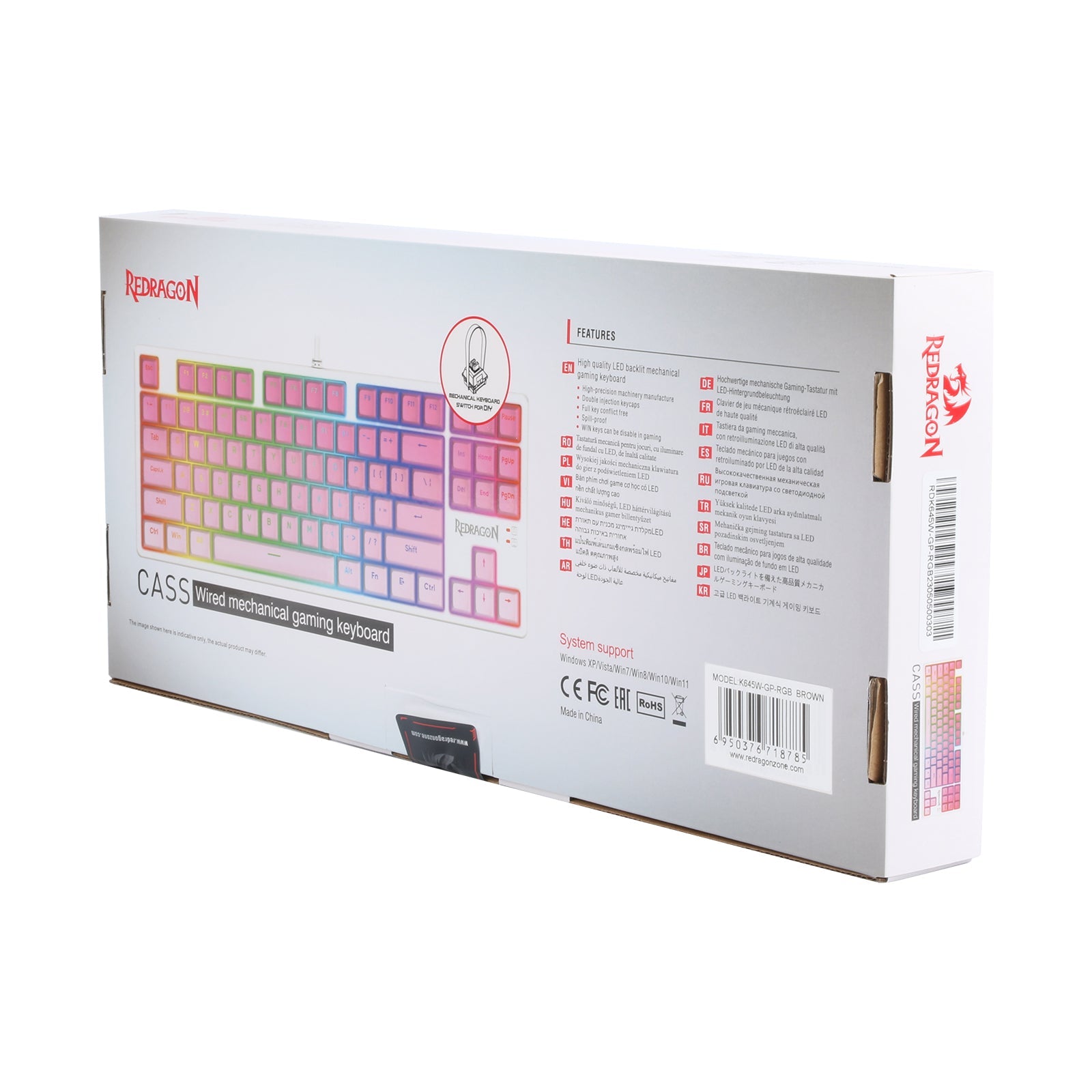 Papan Kekunci Mekanikal Permainan TKL Berwayar CASS K645W-GP-RGB