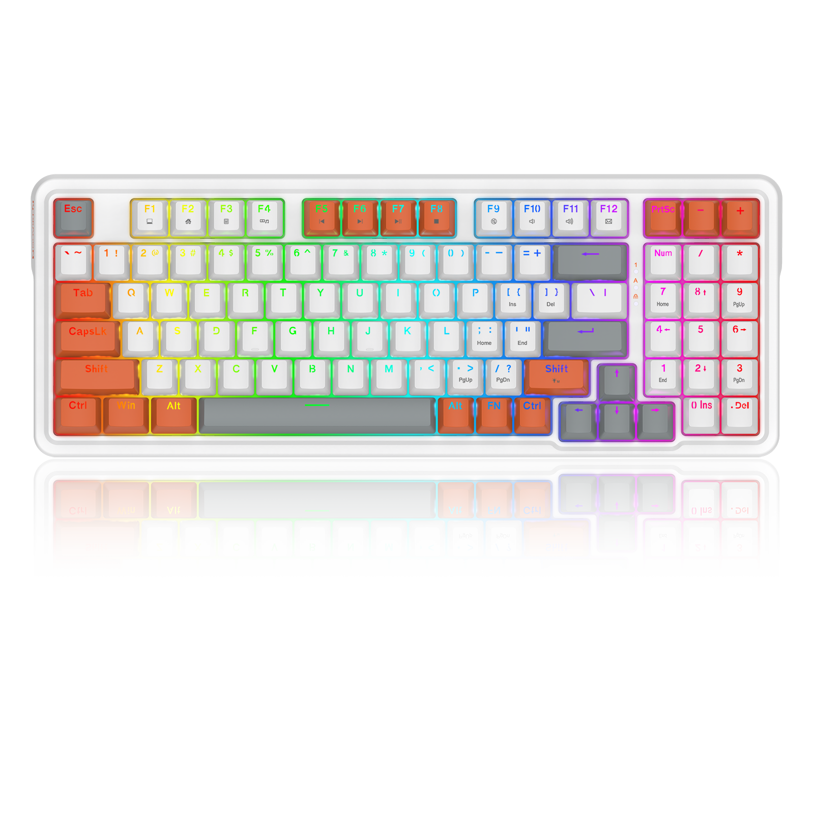 Redragon K664WOB-RGB GLORIA Berwayar 94 kekunci GASKET dipasang mekanikal permainan