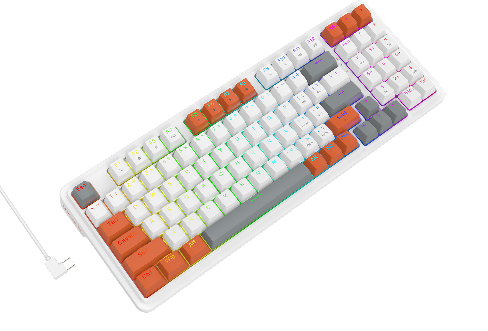 Redragon K664WOB-RGB GLORIA Berwayar 94 kekunci GASKET dipasang mekanikal permainan