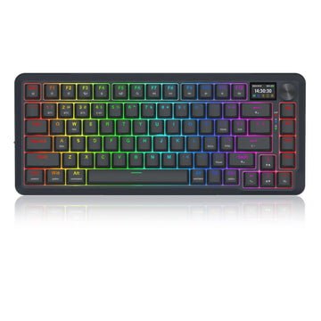 Papan kekunci mekanikal Redragon K708RGB-PRO FLEKACT dengan skrin LCD lekap GASKET 3 mod sambungan