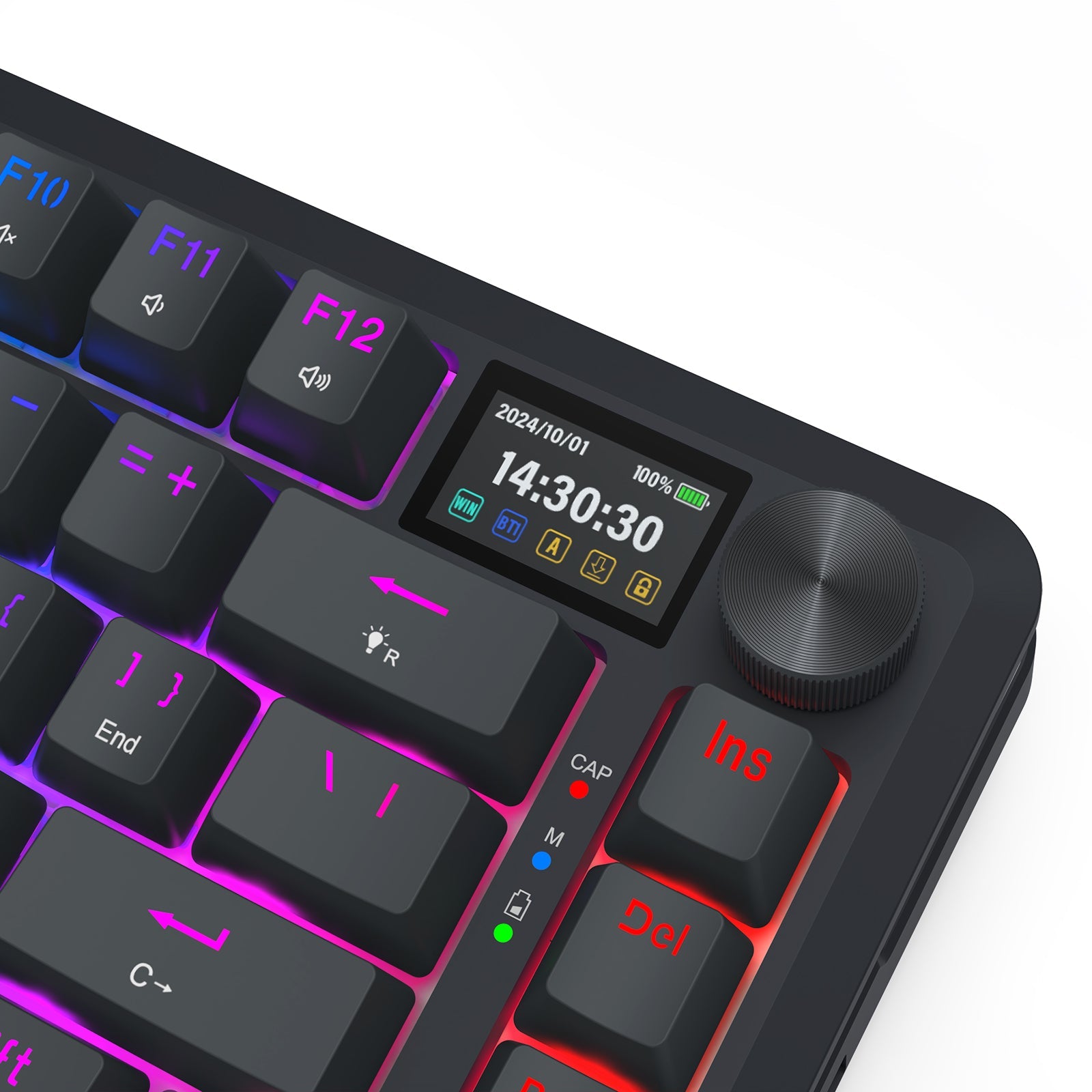 Papan kekunci mekanikal Redragon K708RGB-PRO FLEKACT dengan skrin LCD lekap GASKET 3 mod sambungan