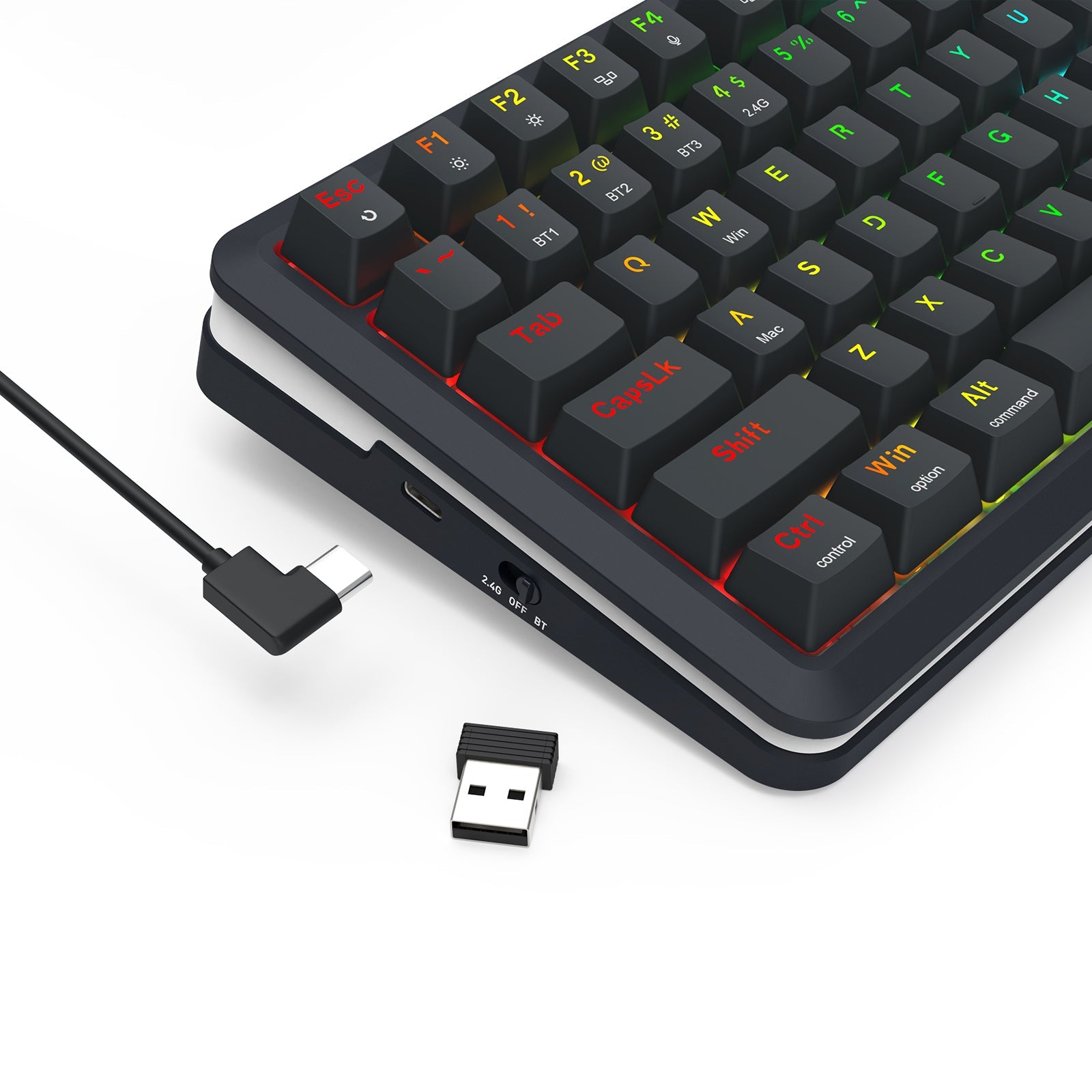 Papan kekunci mekanikal Redragon K708RGB-PRO FLEKACT dengan skrin LCD lekap GASKET 3 mod sambungan