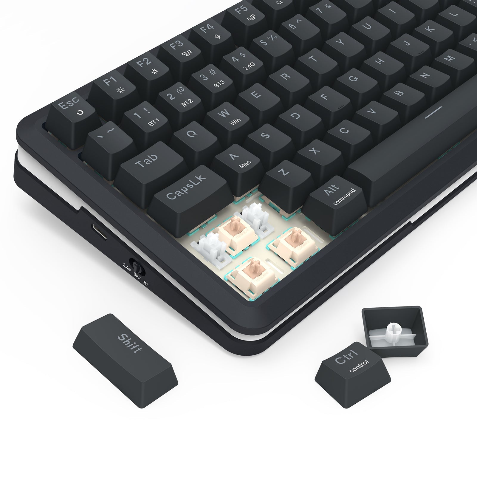 Papan kekunci mekanikal Redragon K708RGB-PRO FLEKACT dengan skrin LCD lekap GASKET 3 mod sambungan