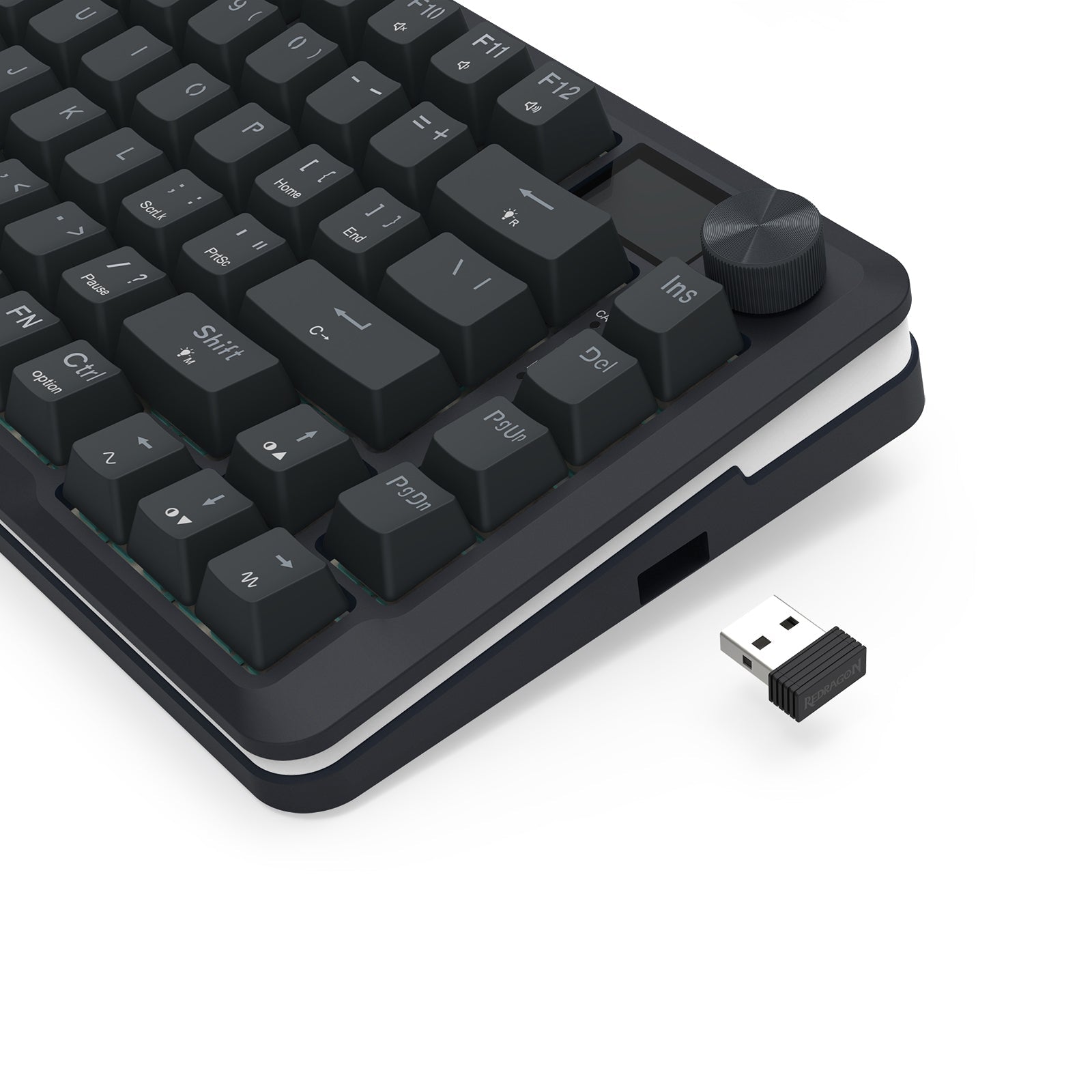 Papan kekunci mekanikal Redragon K708RGB-PRO FLEKACT dengan skrin LCD lekap GASKET 3 mod sambungan