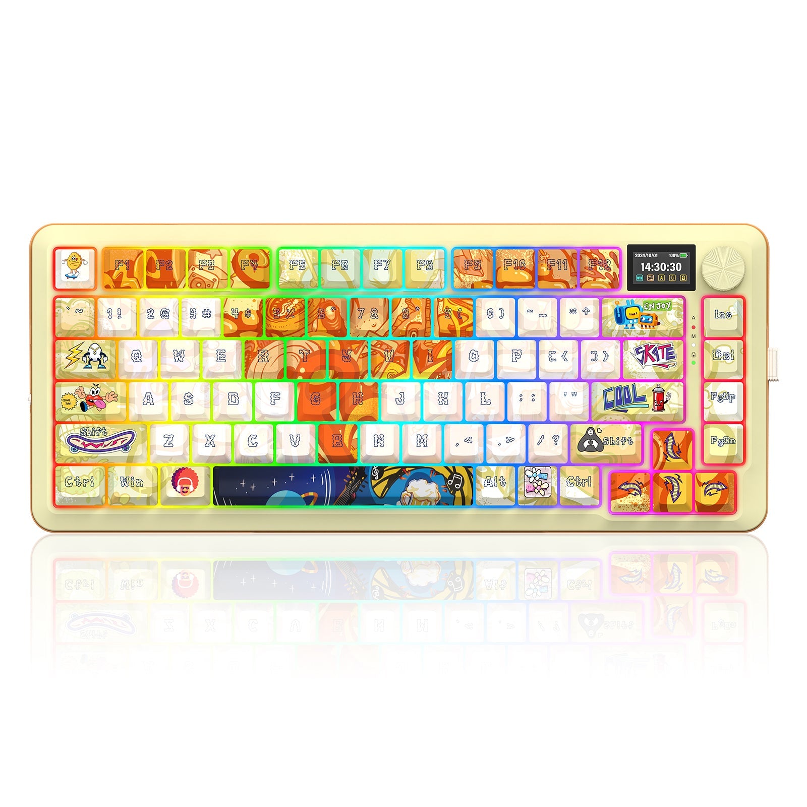 Papan Kekunci Mekanikal K708GF-RGB-PRO FLEKACT 3 Mod Sambungan dengan LCD