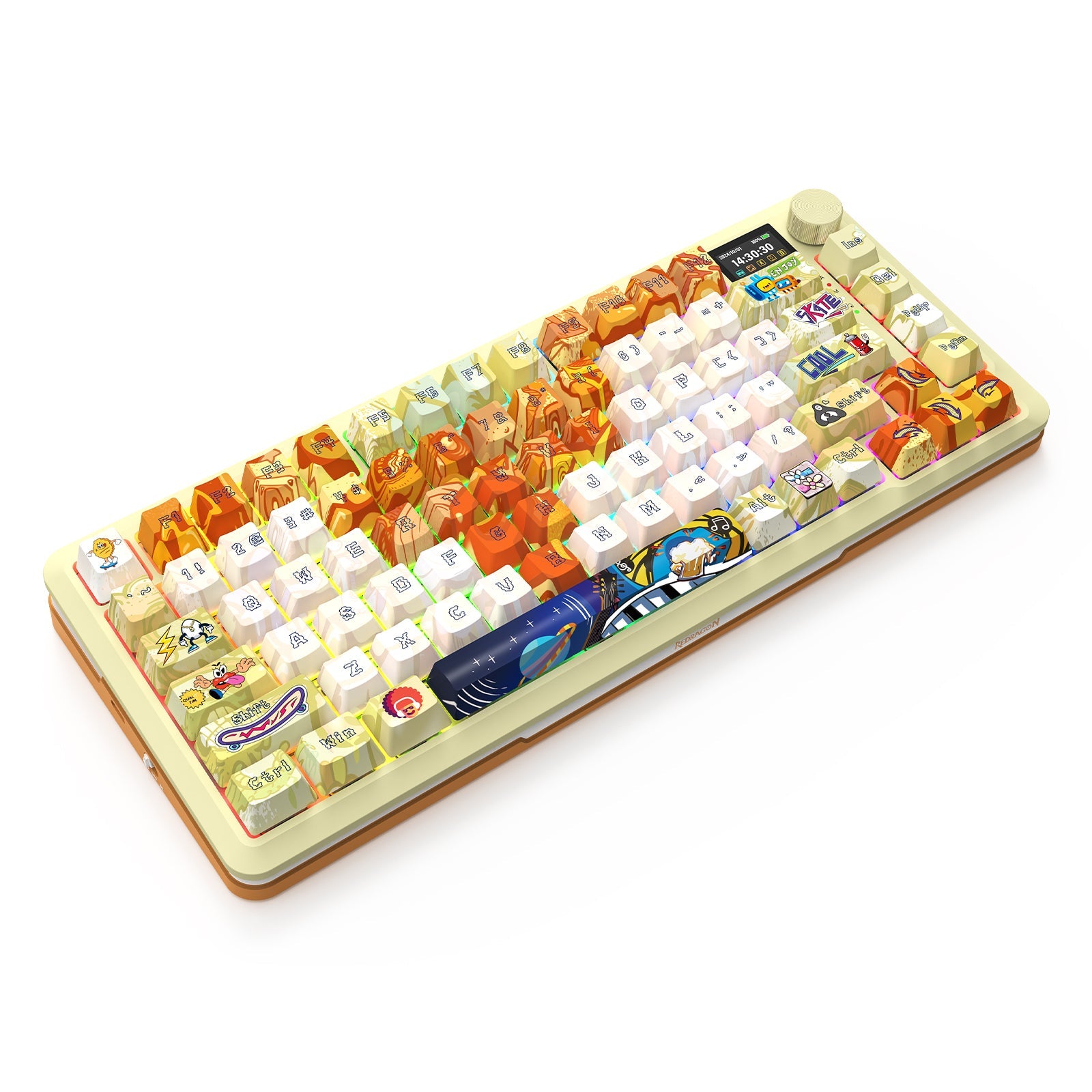 Papan Kekunci Mekanikal K708GF-RGB-PRO FLEKACT 3 Mod Sambungan dengan LCD