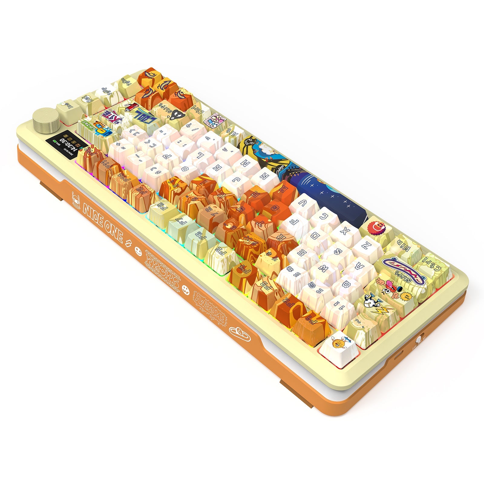 Papan Kekunci Mekanikal K708GF-RGB-PRO FLEKACT 3 Mod Sambungan dengan LCD