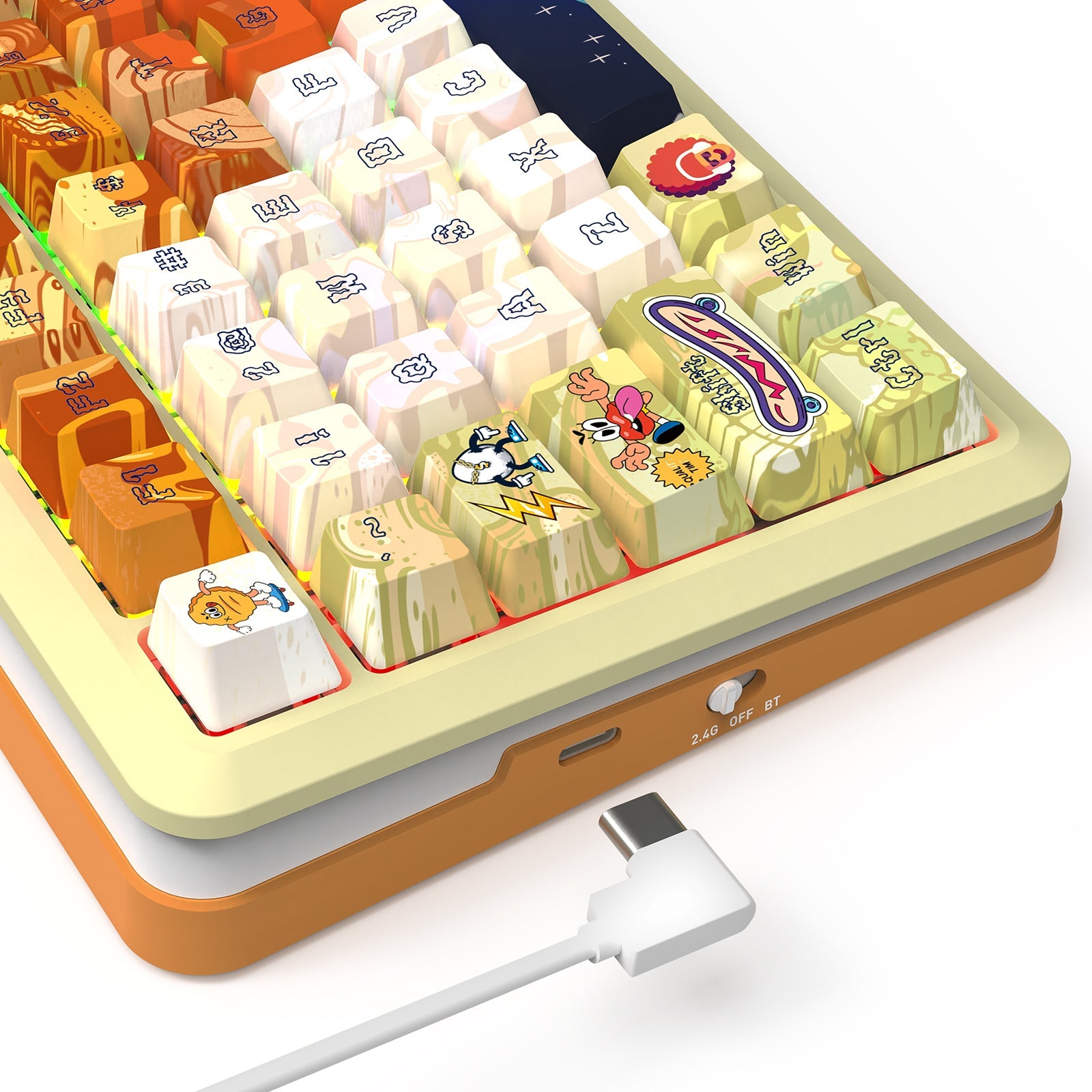 Papan Kekunci Mekanikal K708GF-RGB-PRO FLEKACT 3 Mod Sambungan dengan LCD