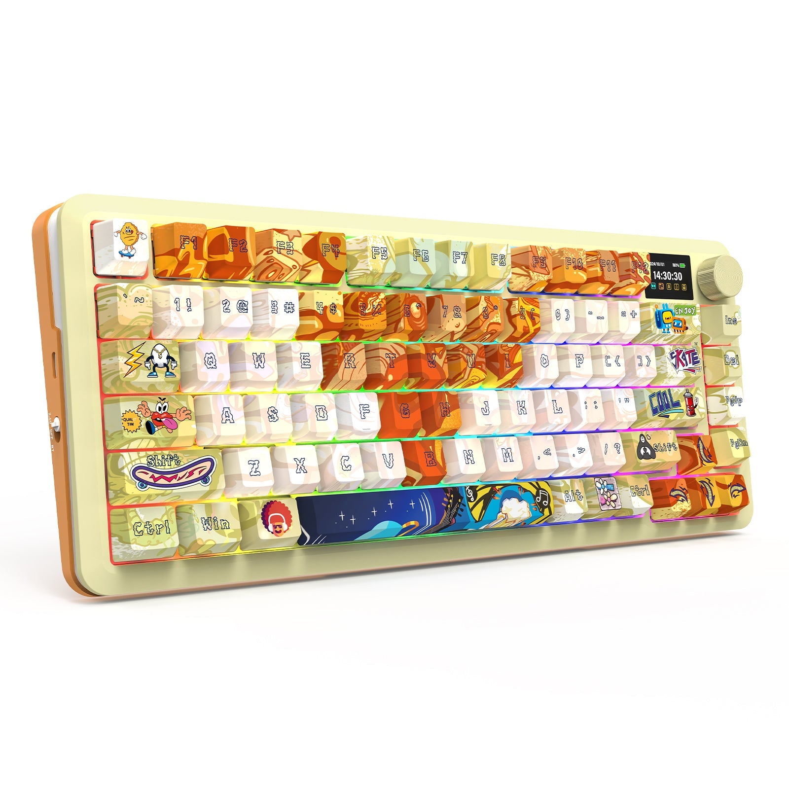 Papan Kekunci Mekanikal K708GF-RGB-PRO FLEKACT 3 Mod Sambungan dengan LCD