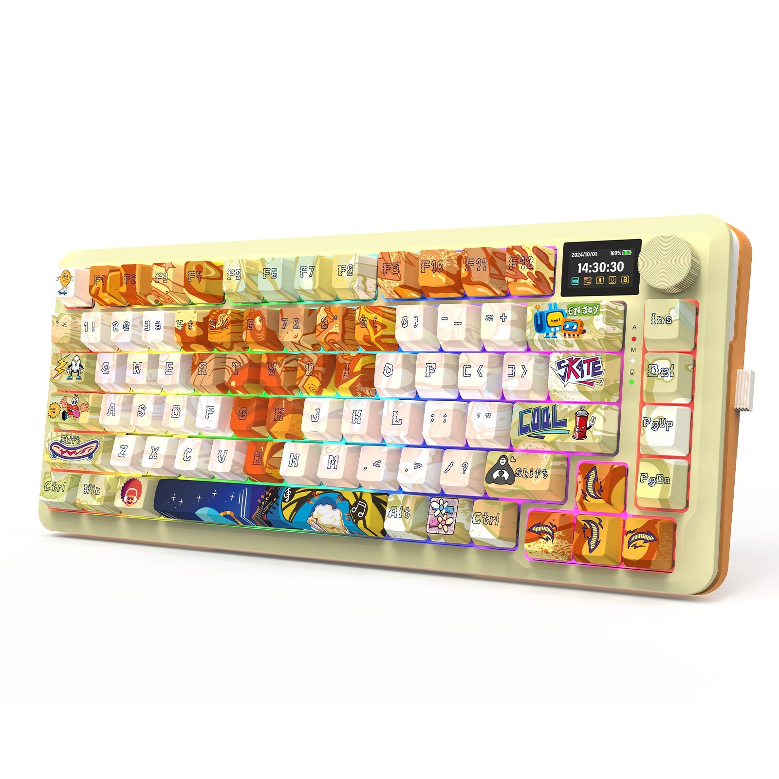 Papan Kekunci Mekanikal K708GF-RGB-PRO FLEKACT 3 Mod Sambungan dengan LCD
