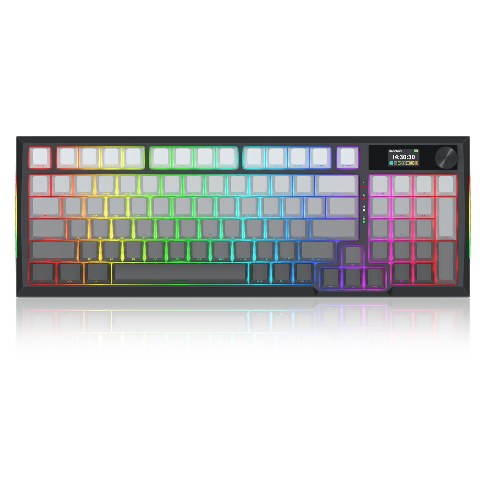 Papan kekunci mekanikal Gasket 3-mod K725SP-RGB-PRO 98+1 dengan paparan LCD