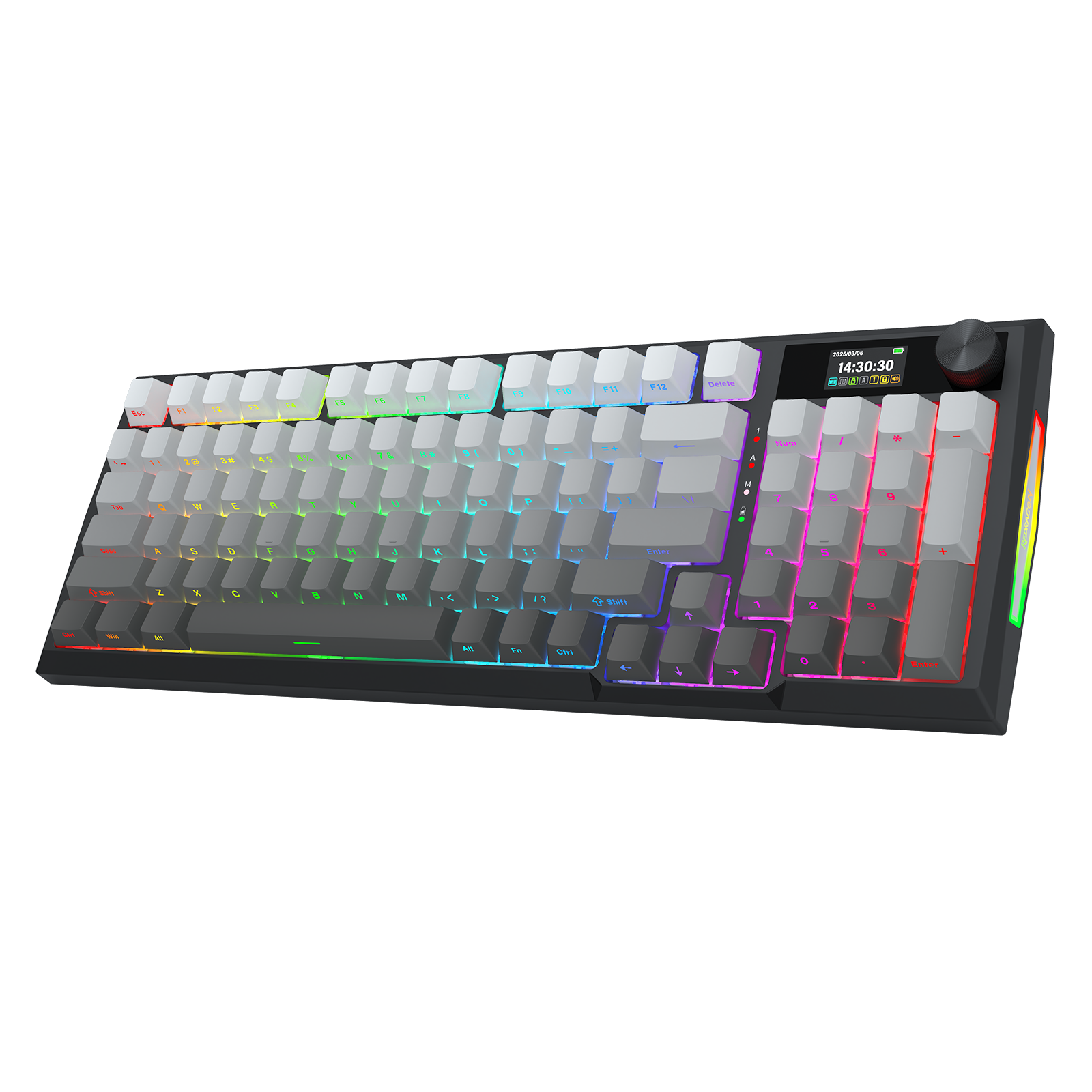 Papan kekunci mekanikal Gasket 3-mod K725SP-RGB-PRO 98+1 dengan paparan LCD
