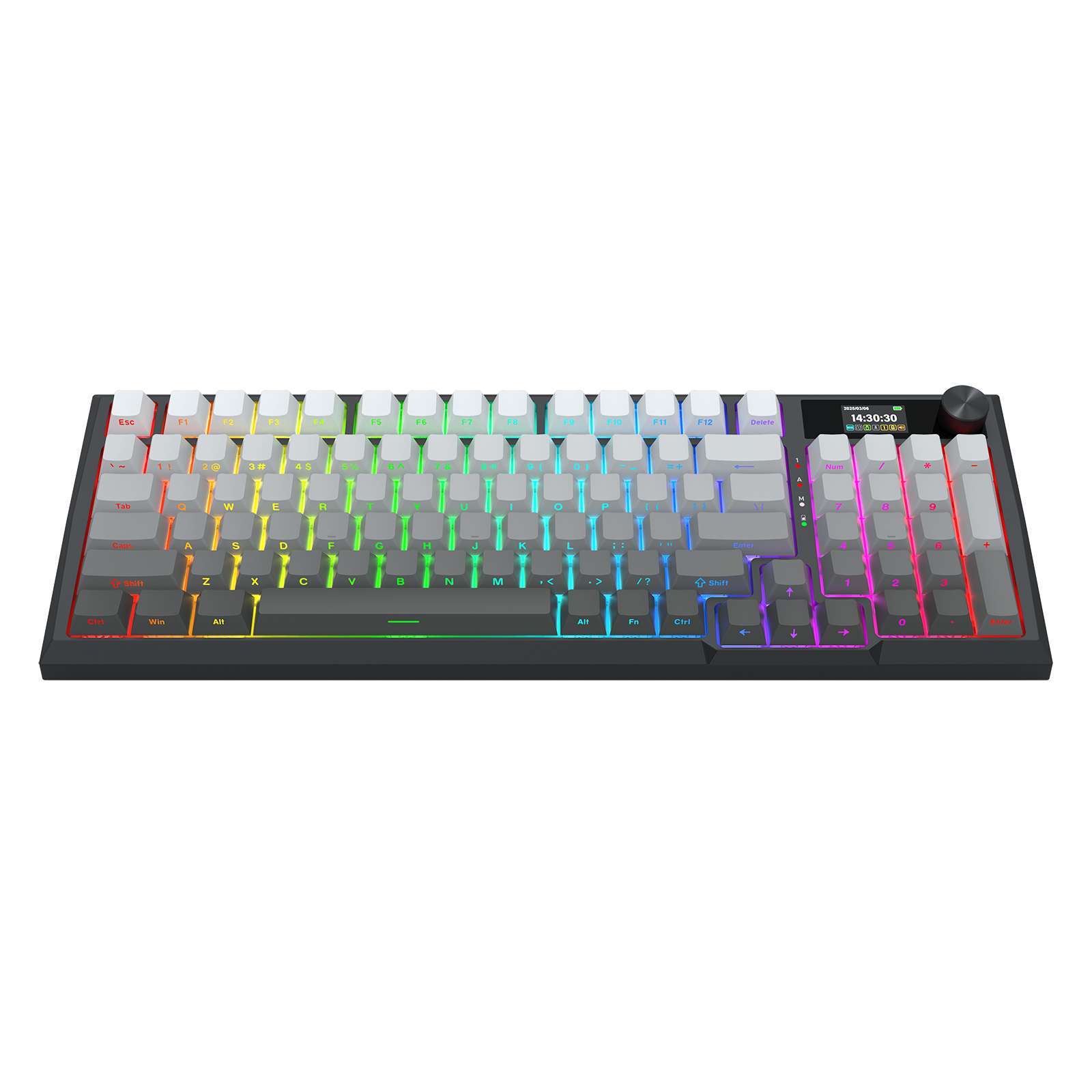 Papan kekunci mekanikal Gasket 3-mod K725SP-RGB-PRO 98+1 dengan paparan LCD