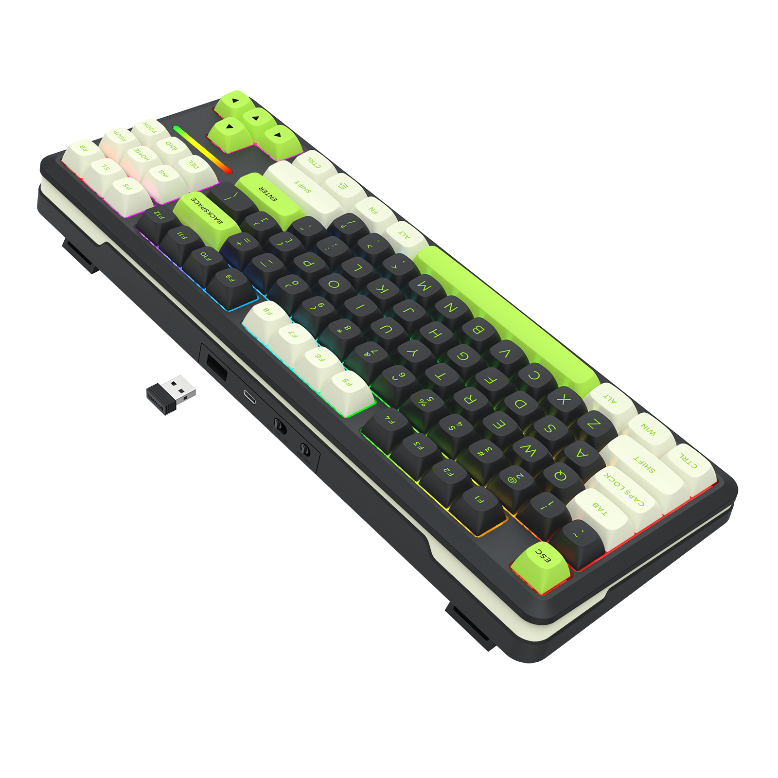 Papan Kekunci Permainan Mekanikal TKL Sambungan 3 Mod WILDSLASH K734BWG-RGB-PRO