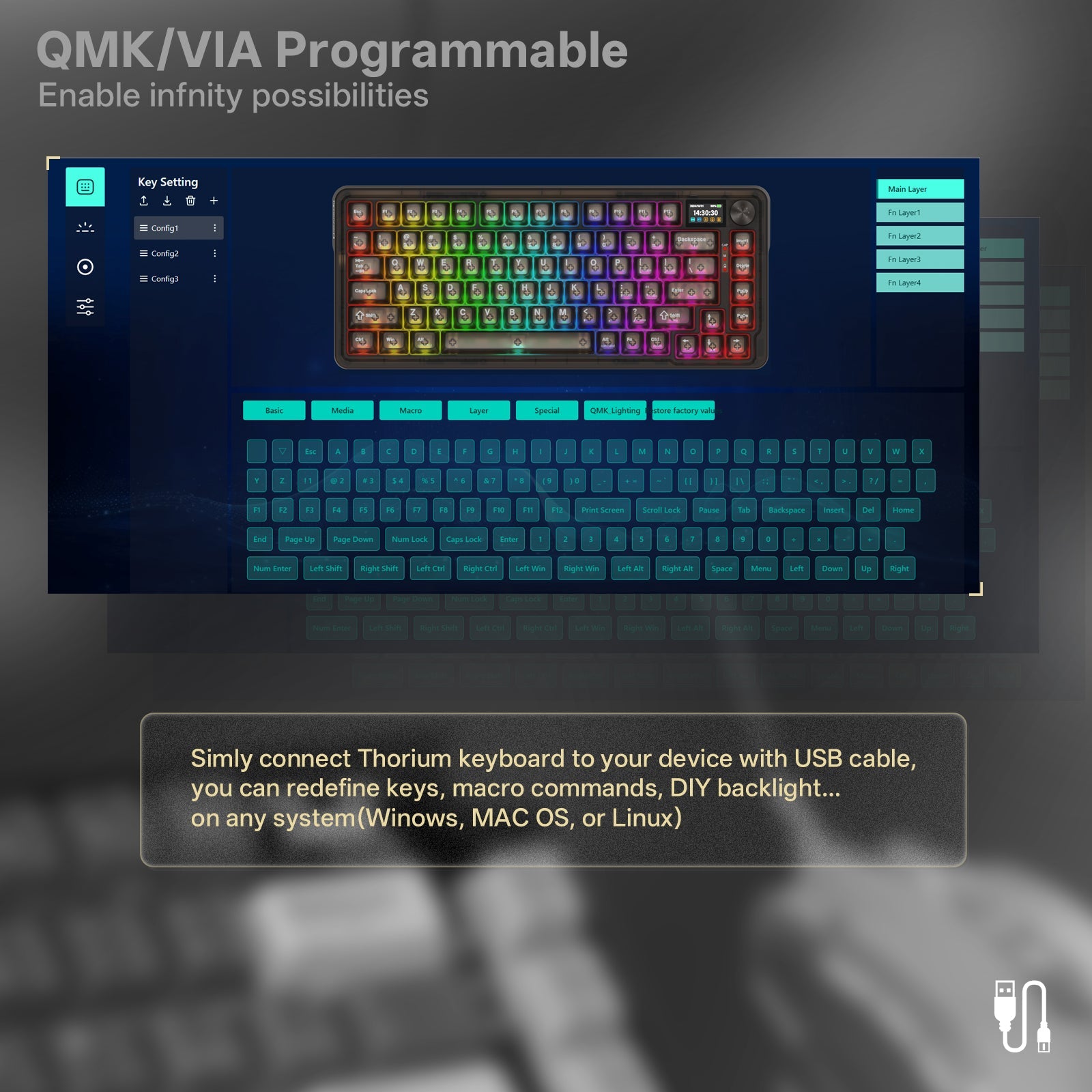 PAPAN KEKUNCI MEKANIKAL HORIUM K751CTB-RGB-PRO 3 MOD GASKET MOUNTED 75% QMK