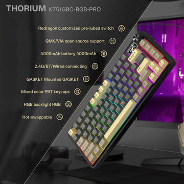 PAPAN KEKUNCI MEKANIKAL QMK THORIUM K751GBC-RGB-PRO 3 MOD GASKET MOUNT 75%