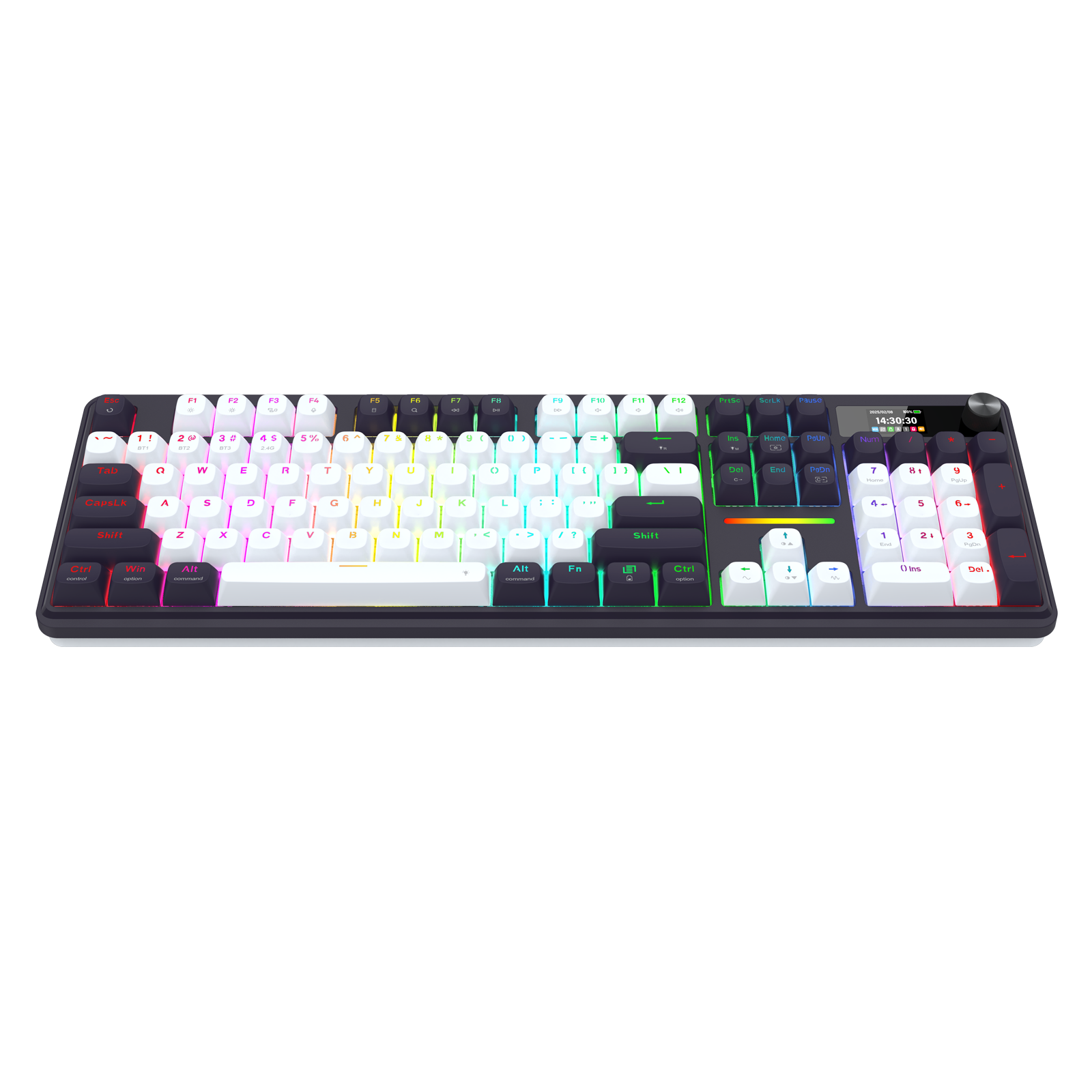 Papan Kekunci Mekanikal Redragon K762WB-RGB-PRO 3 Mod 104 Gasket dengan Paparan LCD