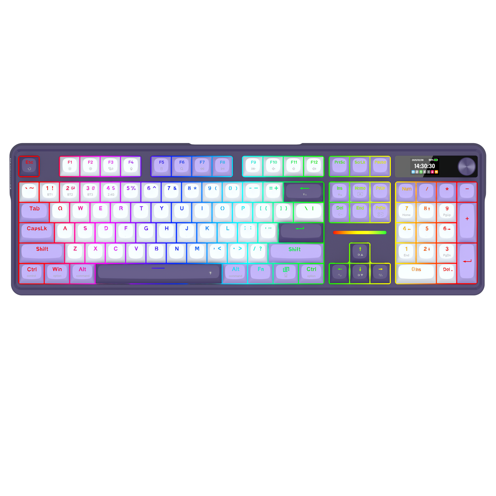 Papan Kekunci Mekanikal Gasket 104 Mod 3 Paparan LCD Redragon K762WP-RGB-PRO