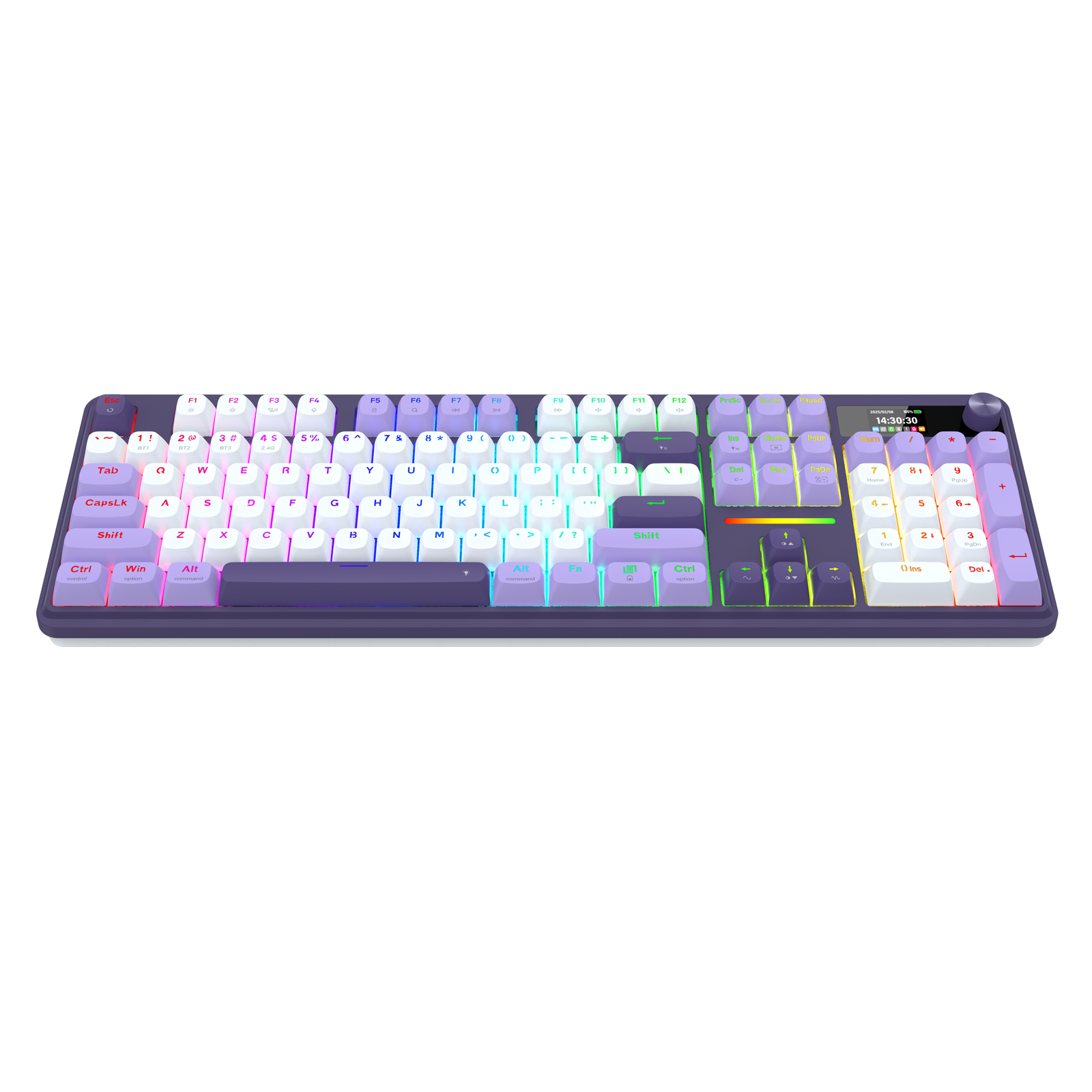 Papan Kekunci Mekanikal Gasket 104 Mod 3 Paparan LCD Redragon K762WP-RGB-PRO