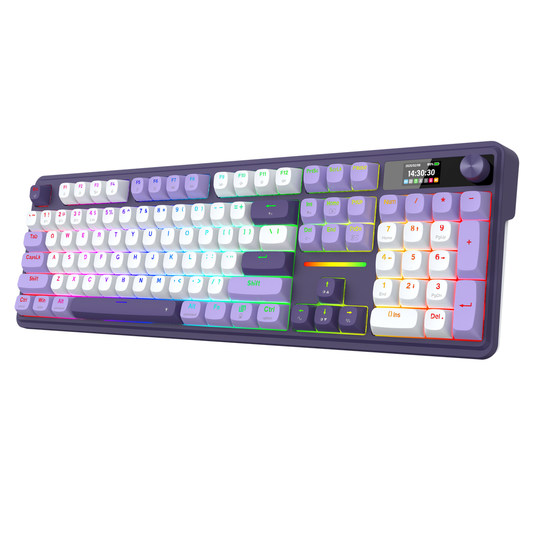 Papan Kekunci Mekanikal Gasket 104 Mod 3 Paparan LCD Redragon K762WP-RGB-PRO