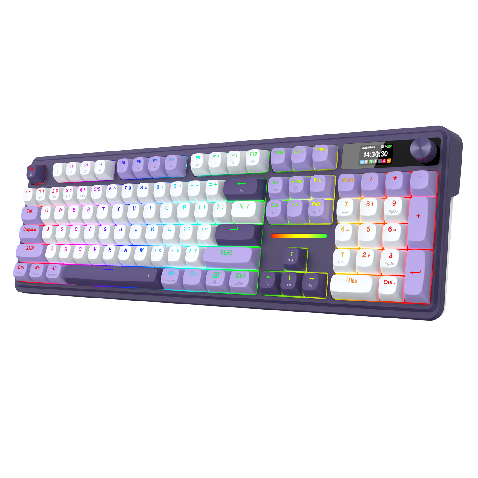 Papan Kekunci Mekanikal Gasket 104 Mod 3 Paparan LCD Redragon K762WP-RGB-PRO