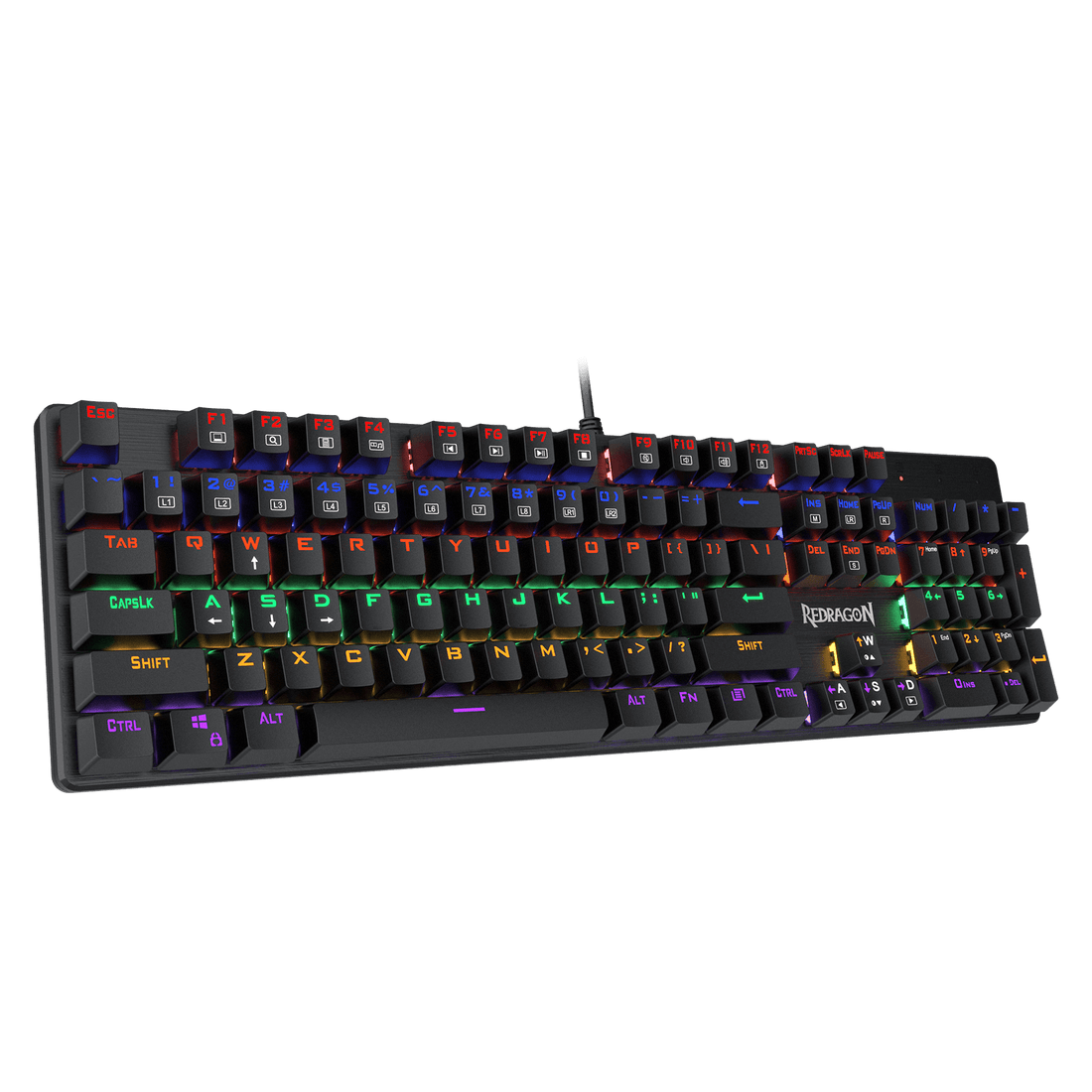 Papan Kekunci Permainan Redragon K608 Valheim Rainbow, Papan Kekunci Mekanikal NKRO 104 Kekunci