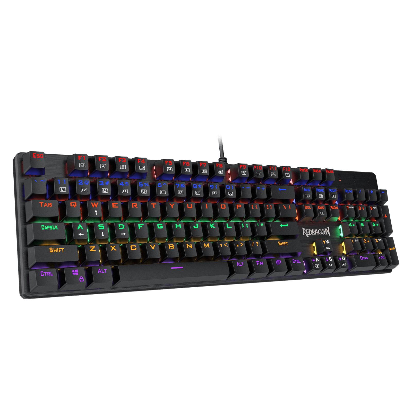 Papan Kekunci Permainan Redragon K608 Valheim Rainbow, Papan Kekunci Mekanikal NKRO 104 Kekunci