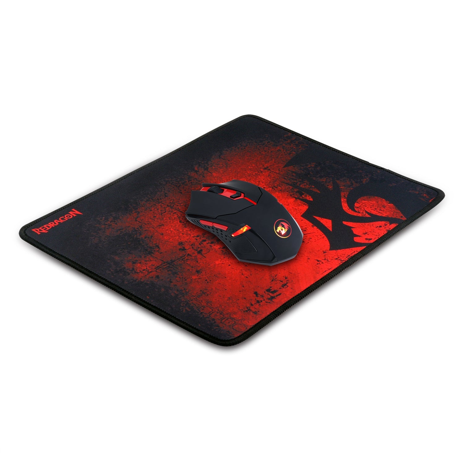 Kombo Tetikus Permainan Tanpa Wayar Redragon M601-WL-BA dan Pad Tetikus, Ergonomik, 6 Butang Boleh Atur Cara, 2400 DPI, Tetikus LED Merah, Pad Tetikus Besar untuk Permainan PC Windows - Hitam [Set Tetikus Tanpa Kord Pad Tetikus]