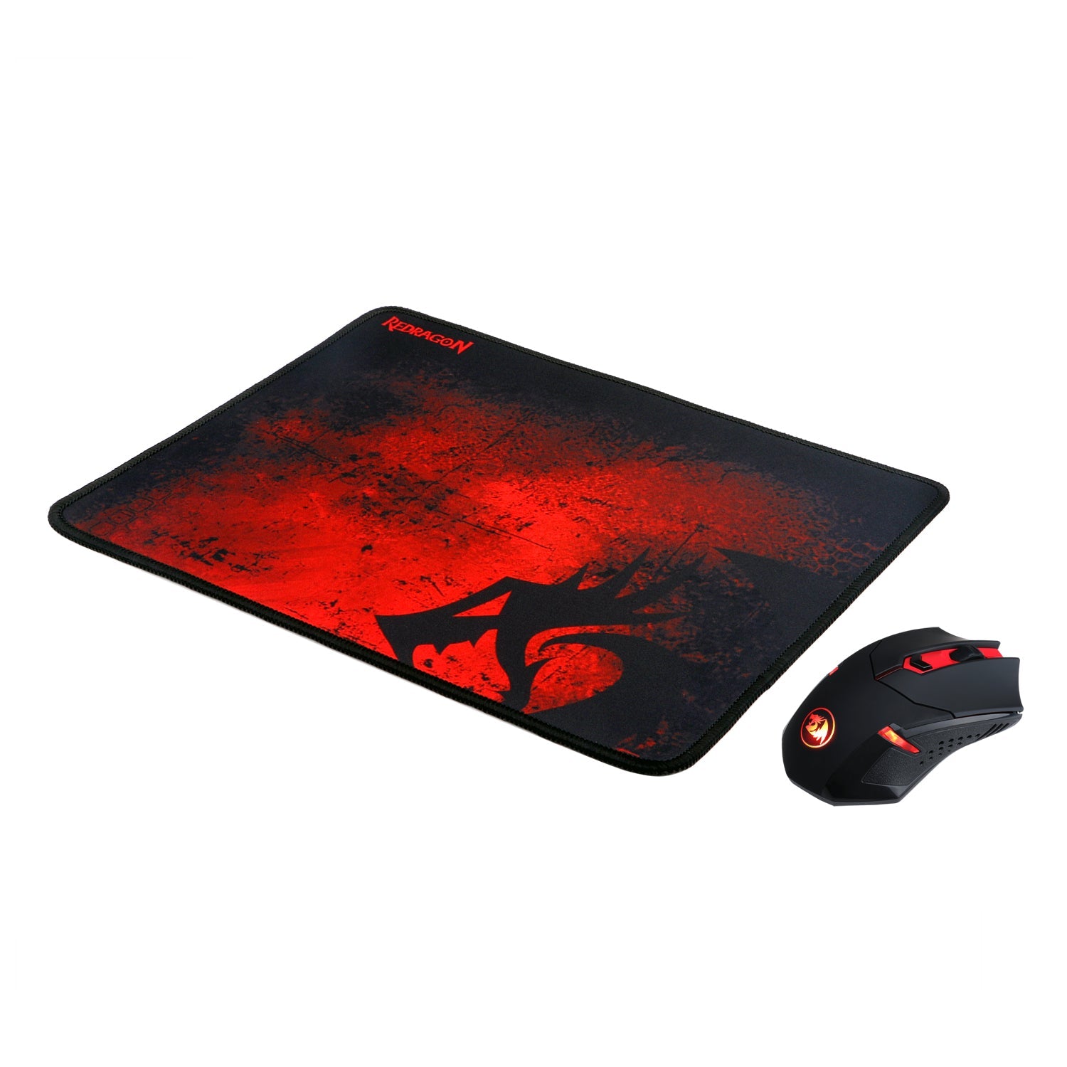 Kombo Tetikus Permainan Tanpa Wayar Redragon M601-WL-BA dan Pad Tetikus, Ergonomik, 6 Butang Boleh Atur Cara, 2400 DPI, Tetikus LED Merah, Pad Tetikus Besar untuk Permainan PC Windows - Hitam [Set Tetikus Tanpa Kord Pad Tetikus]
