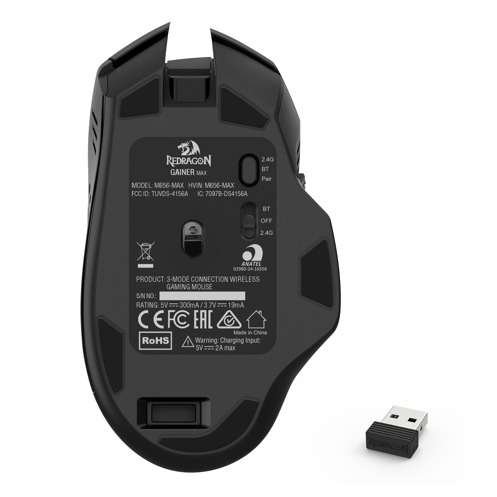 Redragon M656-MAX Tetikus Permainan Wayarles Sambungan 3-Mod