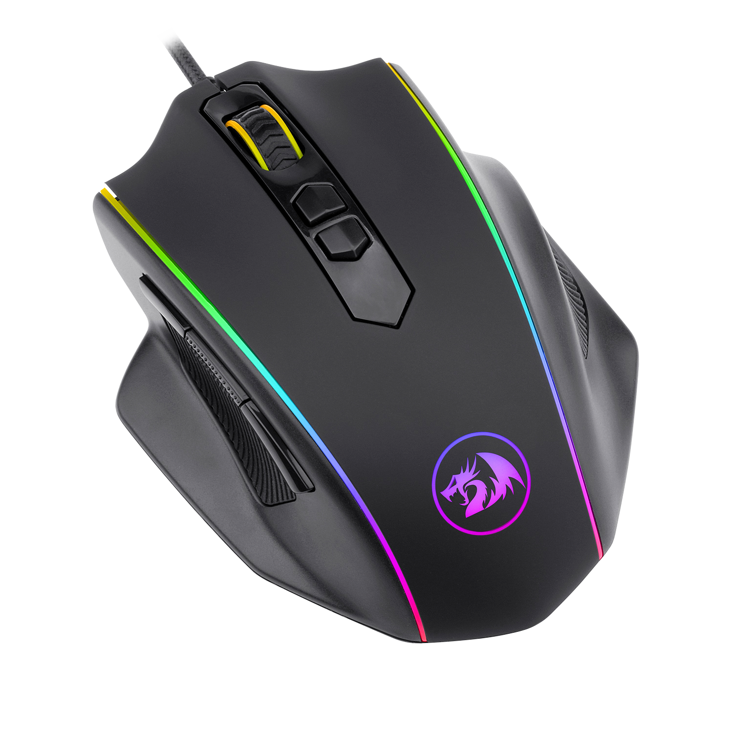Tetikus Permainan RGB Redragon M720 Vampire, Tetikus Permainan Optik Berwayar Boleh Laras 10,000 DPI, Ergonomik Cengkaman Selesa dengan 8 Butang Boleh Atur Cara