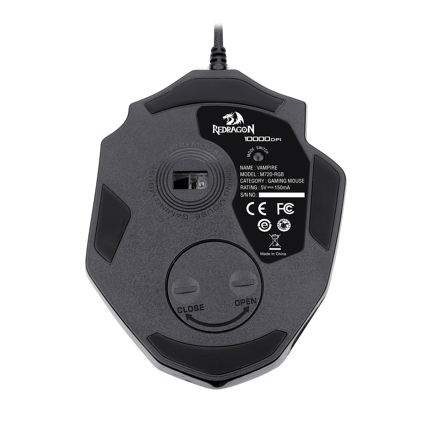 Tetikus Permainan RGB Redragon M720 Vampire, Tetikus Permainan Optik Berwayar Boleh Laras 10,000 DPI, Ergonomik Cengkaman Selesa dengan 8 Butang Boleh Atur Cara