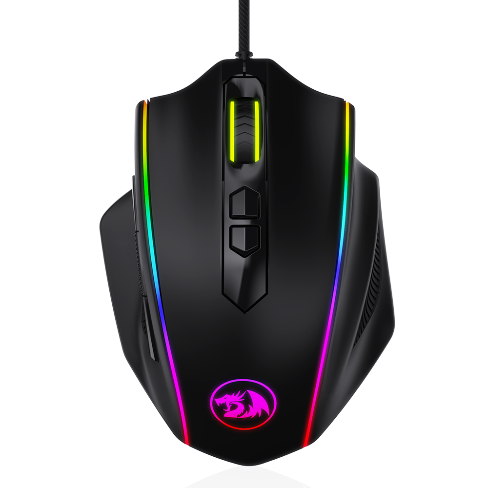 Tetikus Permainan RGB Redragon M720 Vampire, Tetikus Permainan Optik Berwayar Boleh Laras 10,000 DPI, Ergonomik Cengkaman Selesa dengan 8 Butang Boleh Atur Cara