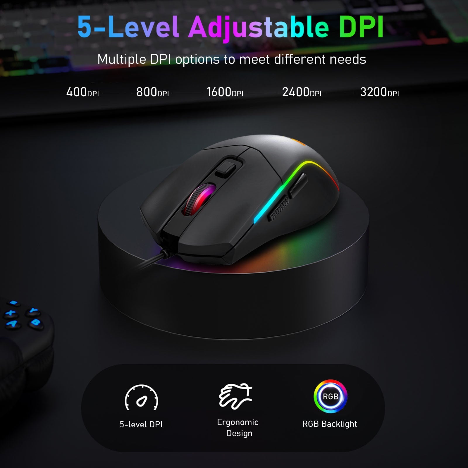 TETIKUS GAMING RGB BERWAYAR BAT M731