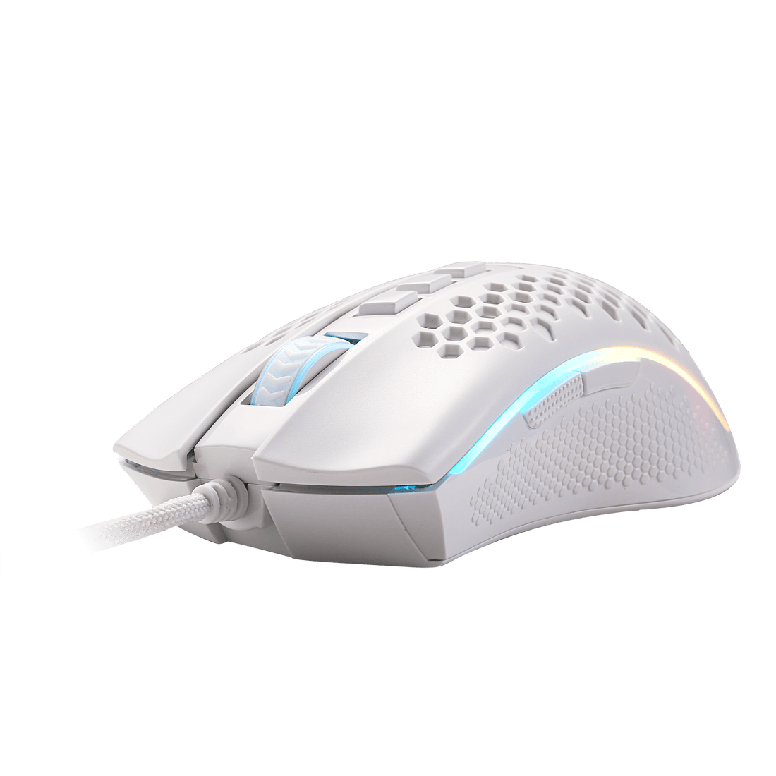 Redragon M808 Storm White Lightweight RGB Gaming Mouse, Cengkerang Honeycomb Ultra Ringan 85g - Penderia Optik 12,400 DPI