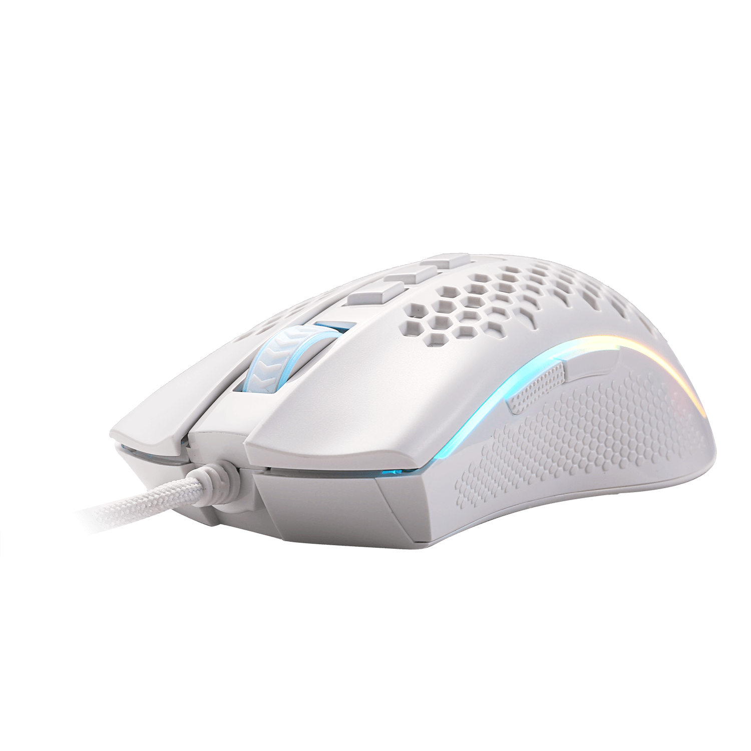Redragon M808 Storm White Lightweight RGB Gaming Mouse, Cengkerang Honeycomb Ultra Ringan 85g - Penderia Optik 12,400 DPI