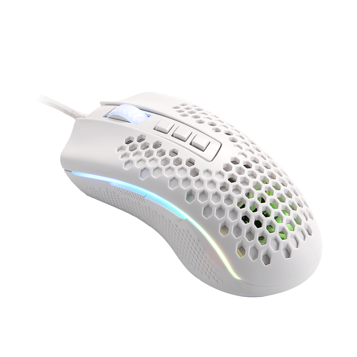 Redragon M808 Storm White Lightweight RGB Gaming Mouse, Cengkerang Honeycomb Ultra Ringan 85g - Penderia Optik 12,400 DPI