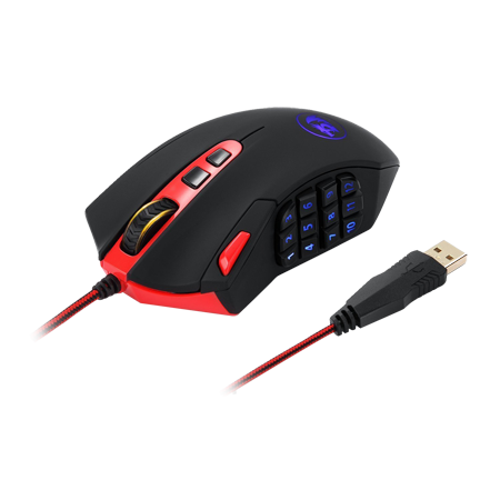 Tetikus Permainan Berwayar LED RGB Tetikus MMO Redragon M901 Perdition 24000DPI