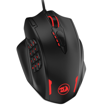 Redragon M908 IMPACT Tetikus Permainan MMO sehingga 12,400 DPI Tetikus Berketepatan Tinggi untuk PC, 18 Butang Boleh Atur Cara, Kartrij Penalaan Berat, 12 Butang Sisi, 5 profil pengguna boleh atur cara, Pilihan Warna LED Penyesuaian 16.8 Juta