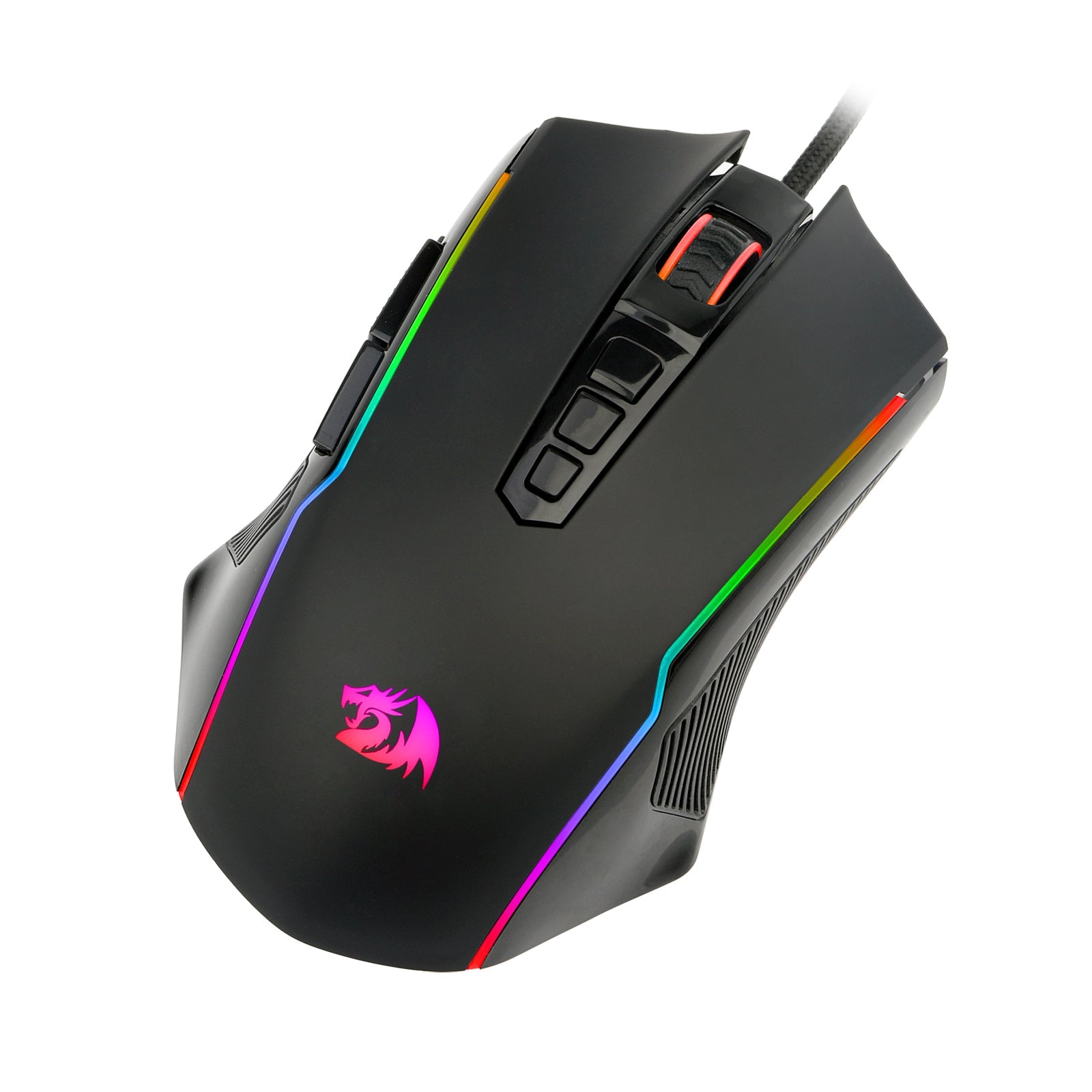 Tetikus Permainan M910-K, Tetikus Permainan PC Redragon dengan Lampu Latar RGB, 8000 DPI Boleh Laras, Tetikus Permainan Berwayar Optik dengan 9 Butang Boleh Atur Cara & Butang Tembak, Tetikus Permainan PC untuk Windows/Mac, Hitam