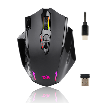 Redragon M913 Impact Elite Tetikus Gaming Tanpa Wayar, Tetikus Gamer RGB Berwayar/Tanpa Wayar 16000 DPI dengan 16 Butang Boleh Atur Cara